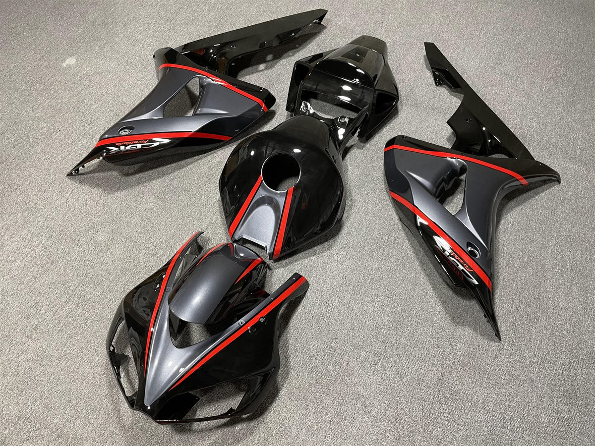 HONDA CBR1000RR 06-07 Fairing Kit - Black & Grey with Red Line
