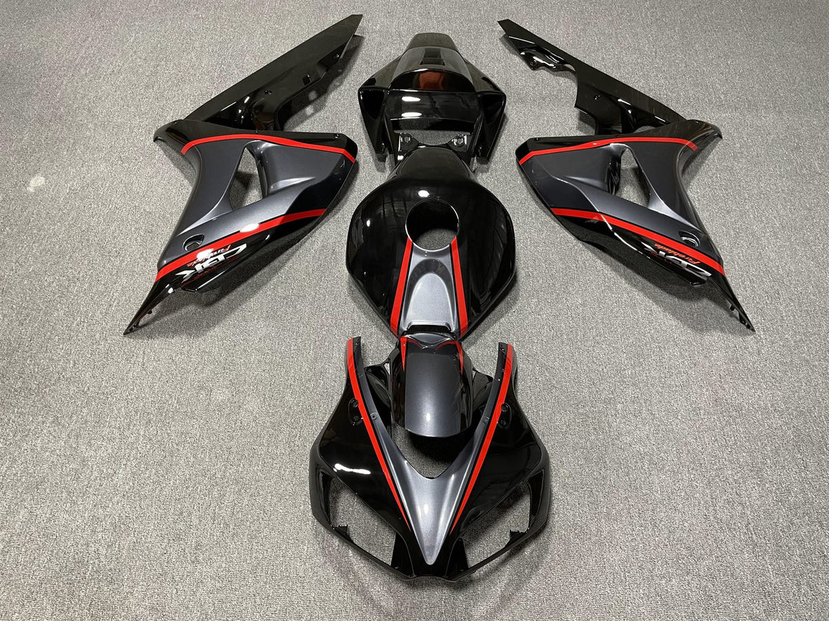 HONDA CBR1000RR 06-07 Fairing Kit - Black & Grey with Red Line