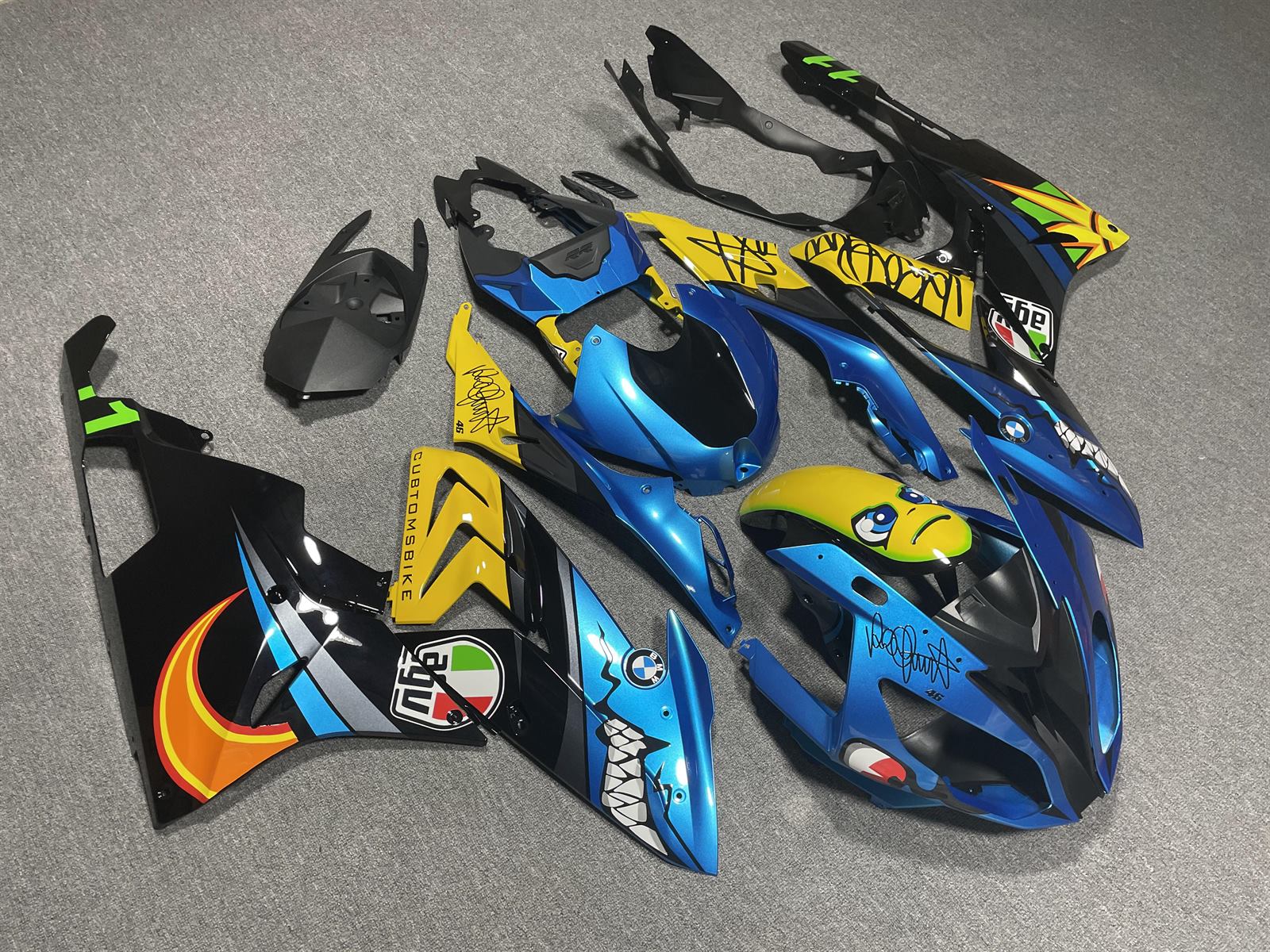 BMW S1000RR 2015-16 Fairing Kit - Blue & Yellow Race