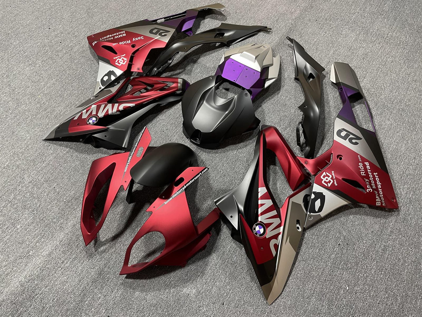 BMW S1000RR 2015-16 Fairing Kit - Matte Red & Black