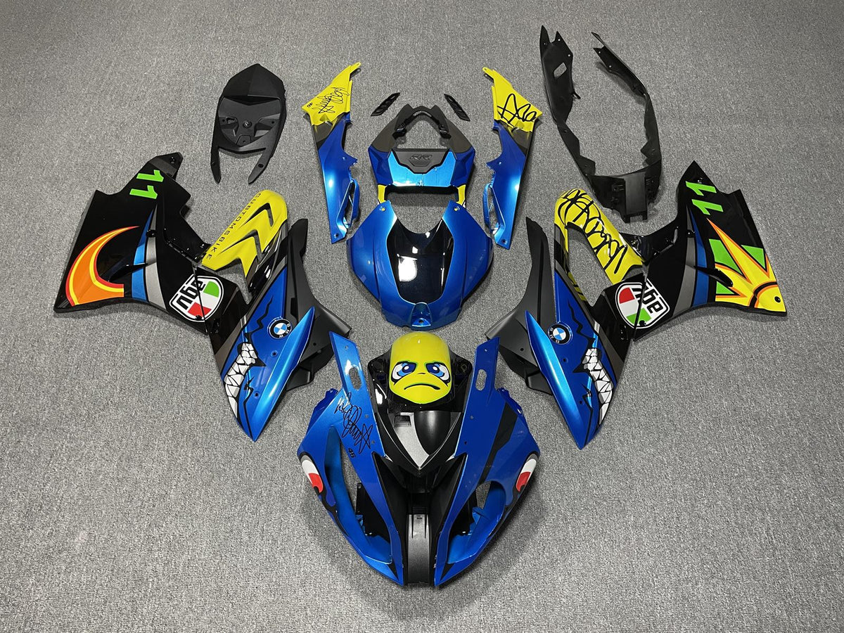 BMW S1000RR 2017-18 Fairing Kit - Blue & Yellow Race