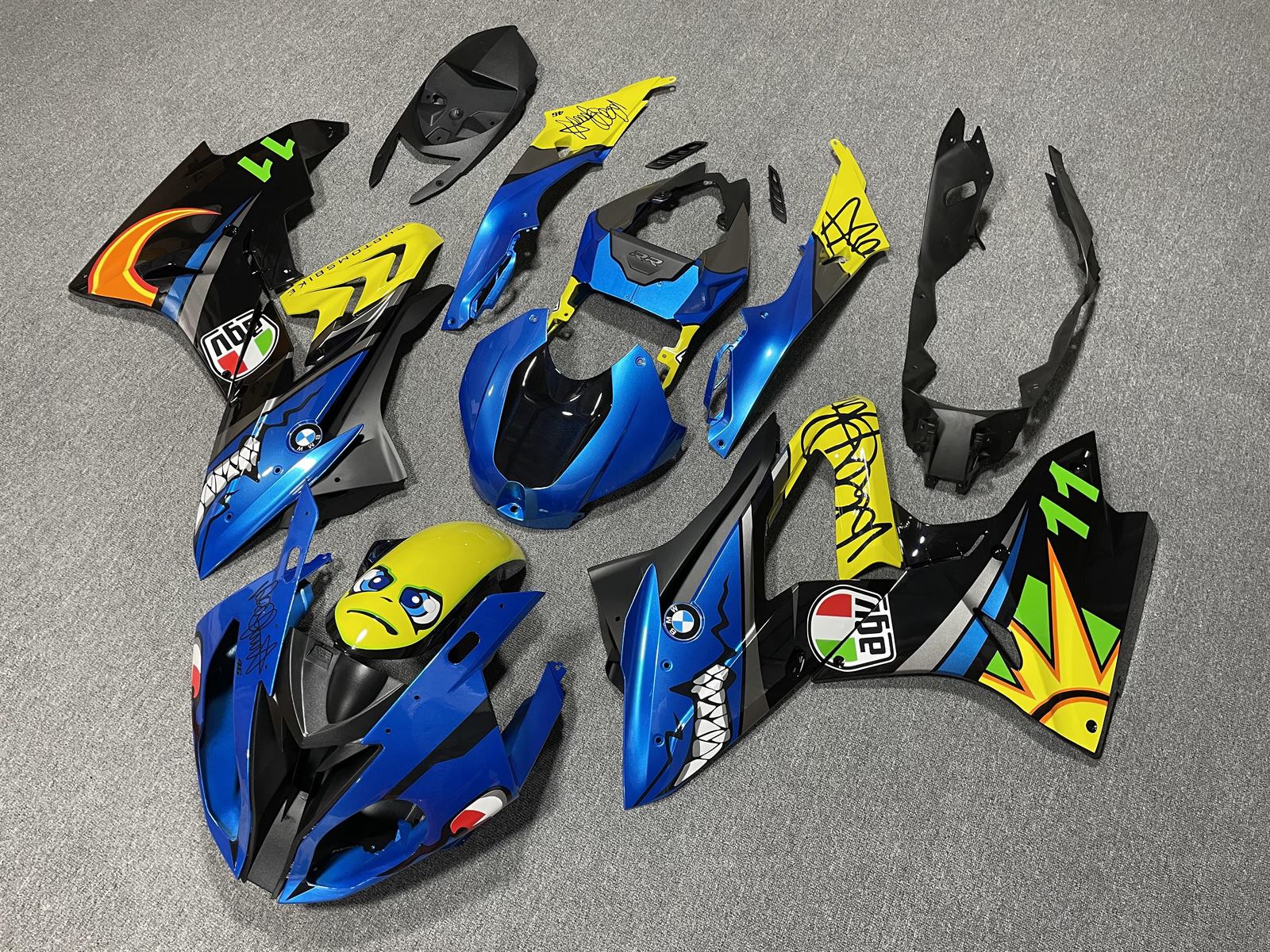 BMW S1000RR 2017-18 Fairing Kit - Blue & Yellow Race