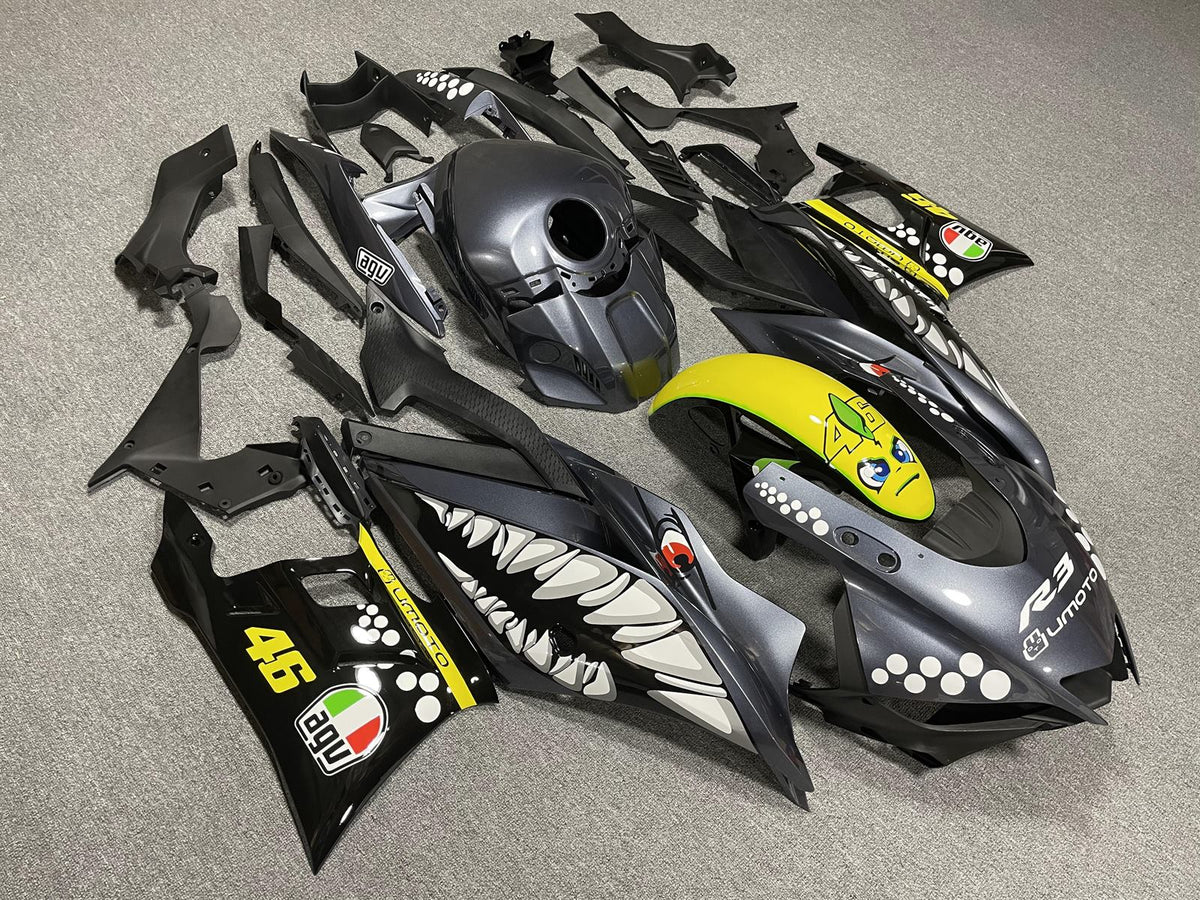YAMAHA Y-R25 R3 19-21 Fairing Kit - Grey & Black Shark Race