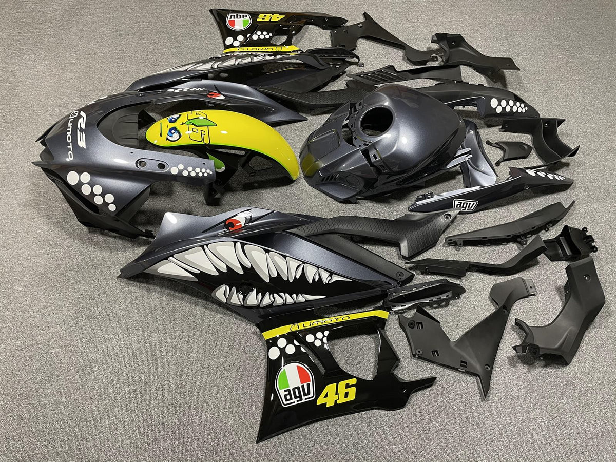 YAMAHA Y-R25 R3 19-21 Fairing Kit - Grey & Black Shark Race