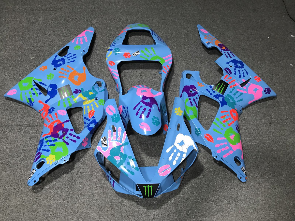 YAMAHA YZF R1 00-01 Fairing Kit - Blue Graffiti Print