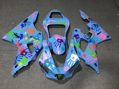 YAMAHA YZF R1 00-01 Fairing Kit - Blue Graffiti Print