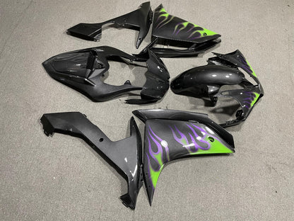 YAMAHA YZF R1 07-08 Fairing Kit - Black with Green & Purple Flames
