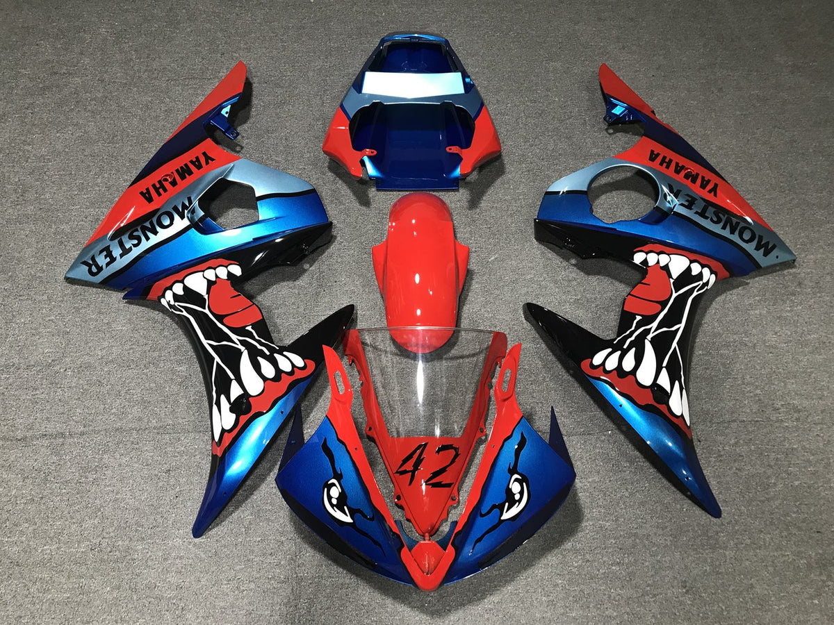 YAMAHA YZF R6 03-04 Fairing Kit - Red Blue & Black Shark Race