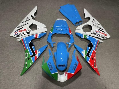 YAMAHA YZF R6 03-04 Fairing Kit - White Blue & Green Race