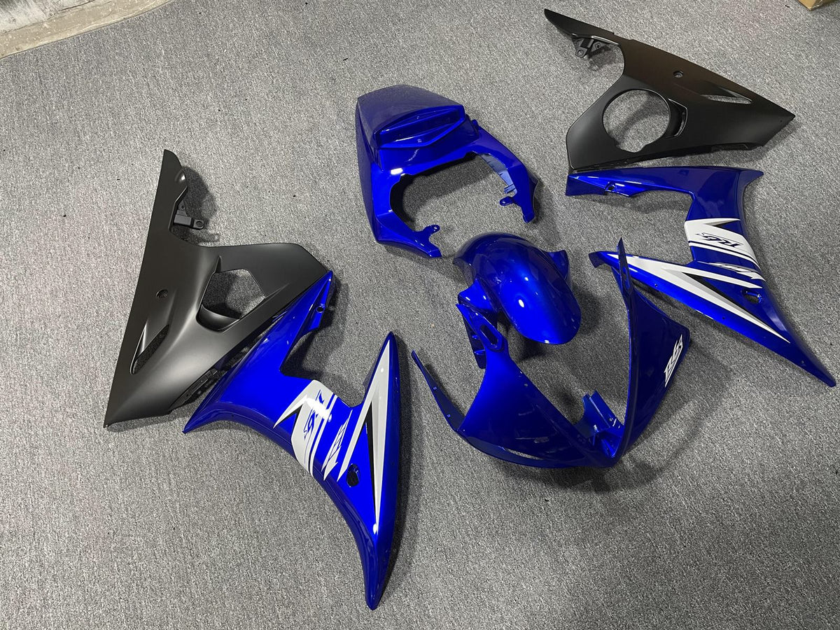 YAMAHA YZF R6 2005 Fairing Kit - Blue & Black with White Flash
