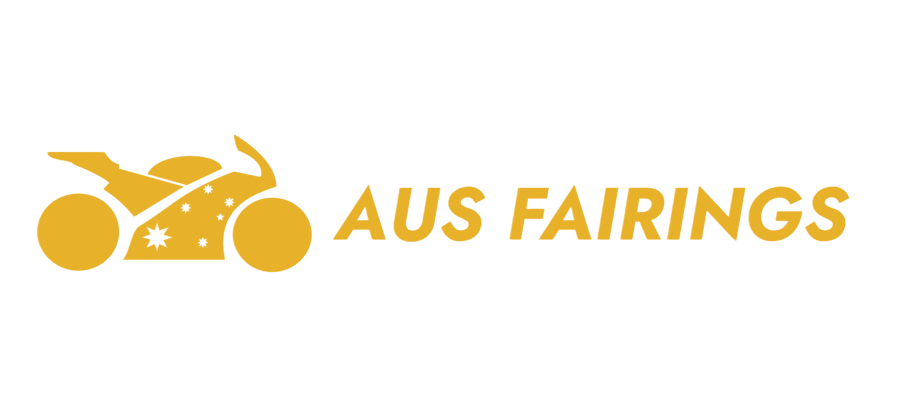 Aus Fairings logo in racing gold with the Southern Cross knocked out